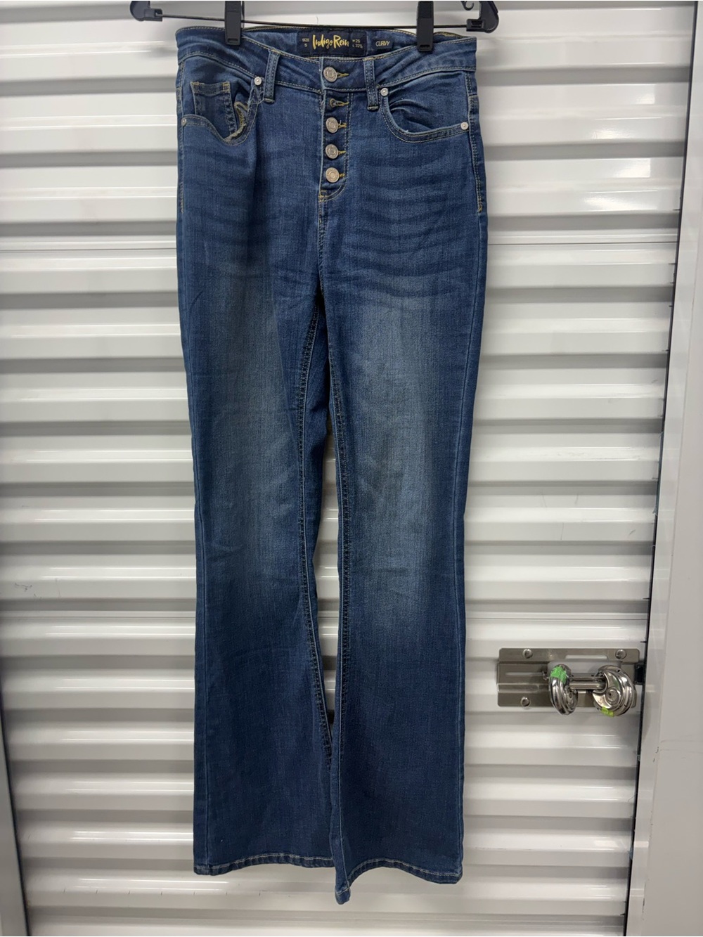 Indigo Rein Curvy Blue Medium Wash Bootcut Denim Jeans Button Fly Pockets 5